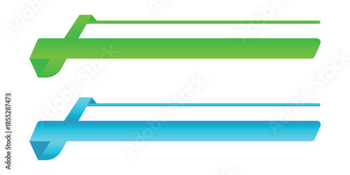 Modern geometric lower third banners, green and blue ribbon vector templates for video titles