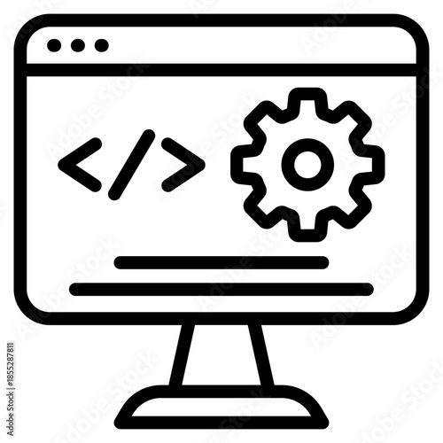 Web Developement vector icon. Coding and programming icon line style. perfect use for logo, presentation, website, and more. Modern icon design outline style 