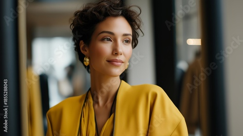 Wallpaper Mural A personal stylist reviewing outfit options with a client in front of a full-length mirror, offering tailored fashion advice focused on body confidence and everyday wear. cinematic color Torontodigital.ca