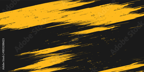 Black and yellow abstract background with brushstroke and halftone style.