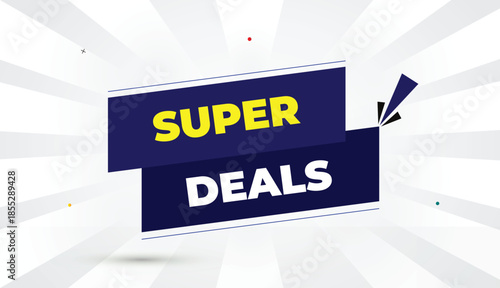 super deals editable eps format web banner vector art illustration template design deep blue shapes yellow bold font white gray gradient abstract illustration sun shine business background 4k modern