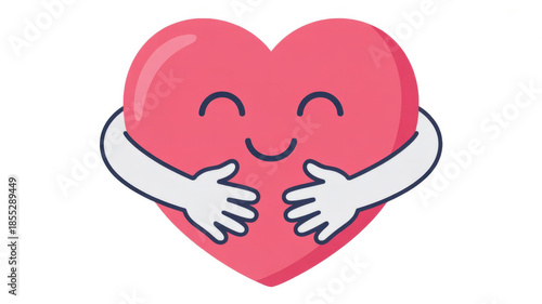 Heart illustration hugging itself love concept self care