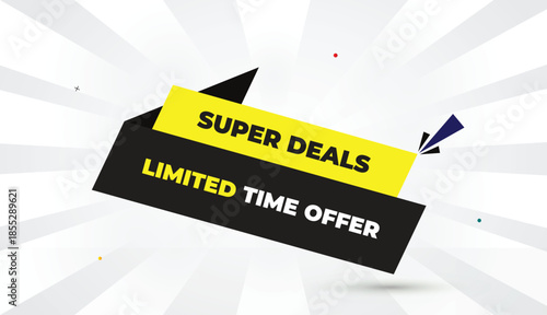 super deals limited time offer editable eps format web banner vector art illustration template design black gray yellow shapes bold font white gray gradient abstract illustration sunshine business bac