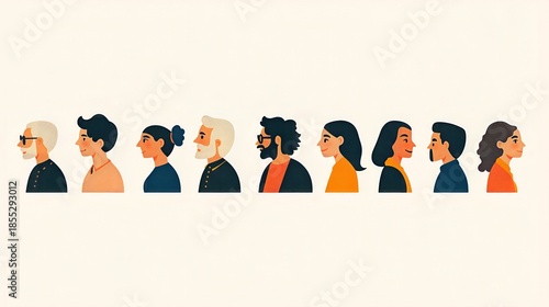 illustration with people: different ages and genders
