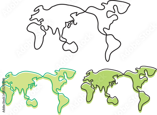 世界地図一筆書き