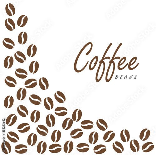 Coffee bean Hand drawn frame vector, sketch of coffee beans boarder frame on white background. Coffee drink package elements