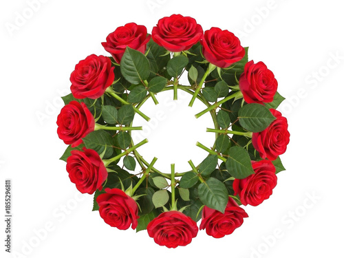 Red rose wreath isolated on transparent background