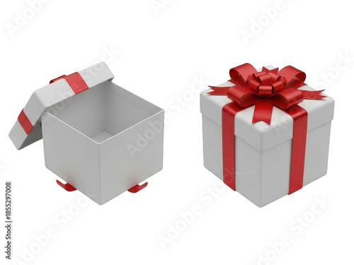 Gift boxes with ribbons isolated on transparent background