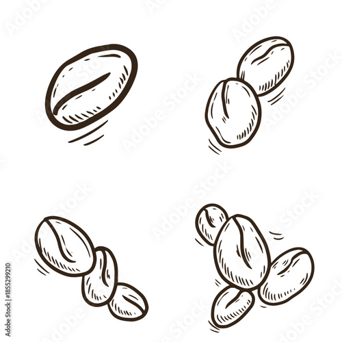 Coffee bean set. Isolated coffe beans on white background