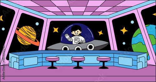 The laboratory inside the space shuttle with astronaut