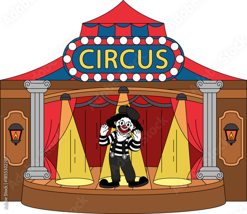 male mime artist is standing on a stage