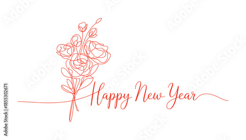 Elegant Floral New Year Wishes Hand Lettering Design For Celebrations