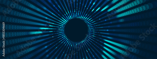 Tunnel portal with polygonal effect and quantum for AI background. Digital texture and grid for wormhole design. Cyber tech and code for science art concept.