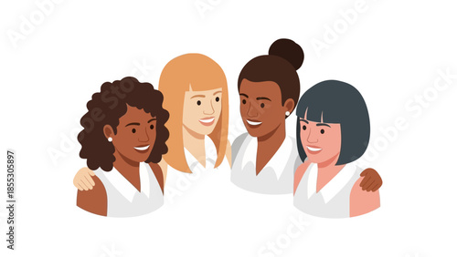 Diverse women friendship unity concept in flat modern design