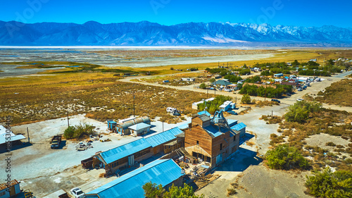 Photos Aerial Remote Desert Town Valley and Mountain Range California United States