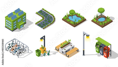 Eco-friendly urban concepts: sustainable buildings, green spaces, and renewable energy