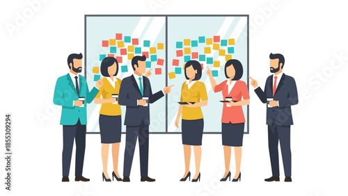 Team collaboration in modern office setting with diverse business professionals