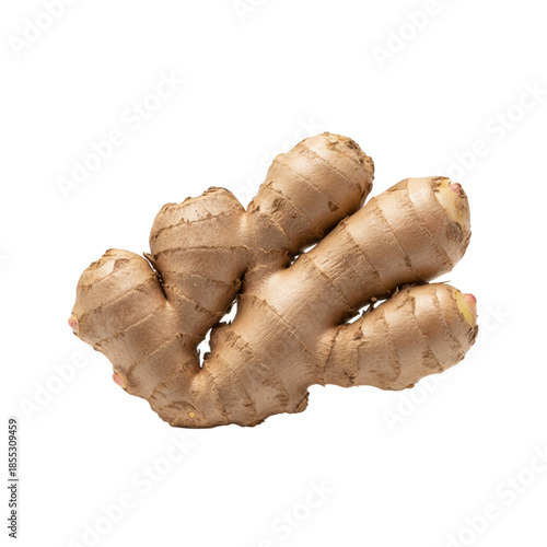 Fresh ginger root on white background for culinary and health uses
