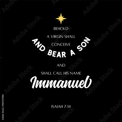 Isaiah Seven Fourteen Emmanuel Virgin Shall Conceive Christmas Bible Verse Vector