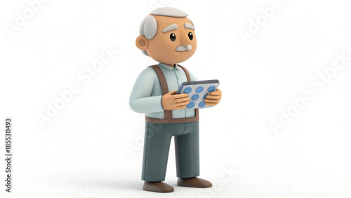 Elderly man using digital tablet