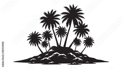 Topical palm silhouette tree vector on white background 