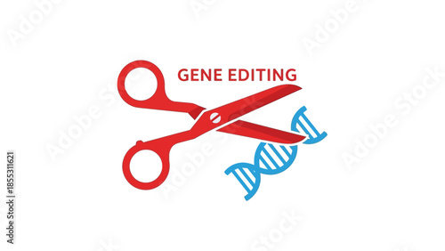 Gene editing concept with scissors and dna helix in minimalist design