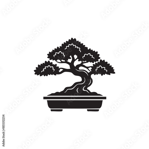 bonsai tree silhouette vector icon 
