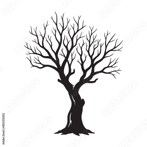 dead tree silhouette vector on white background 