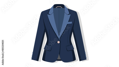 Elegant blue blazer on white background with shadow effect