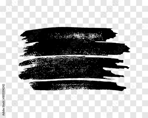 Black brush stroke on transparent background