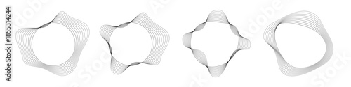 Set of round curved sound waves with dynamic wavy stripes