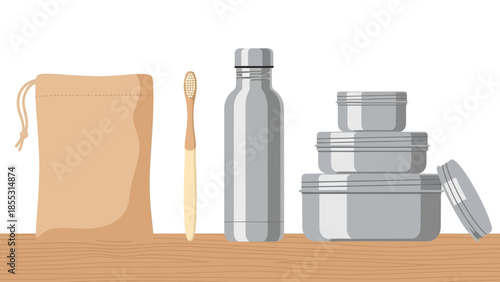 Eco-friendly reusable kitchen and personal care products - stainless steel and bamboo essentials