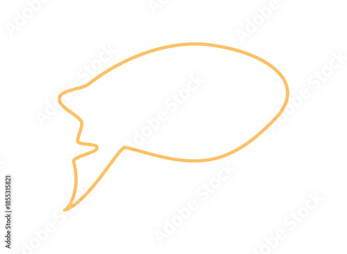 Hand drawn squiggle speech bubble icon with round outline and chat textbox. Comment and talk message outlined with a unique dialogue style. Fun communication element for creative use.