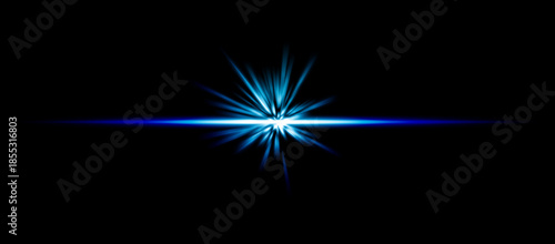 Wallpaper Mural Blue glowing light burst with horizontal beam on black background Torontodigital.ca