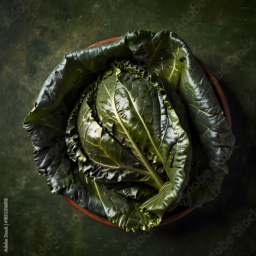 Slowcooked collard greens served in a rustic bowl with vibrant greens