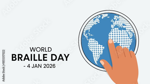 World Braille Day celebration with hand touching globe
