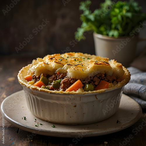 Cottage pie with flavorful meat and vegetables served warm