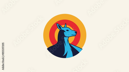 Vibrant llama illustration with bold colorful circular background