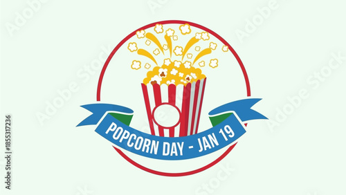 Vibrant Popcorn Day Celebration on January 19th with Colorful Illustration