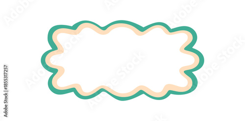 Groovy retro wavy rectangle outline frame in cartoon graphic style. Border shape with graphic line and playful y2k background, abstract concept, stylish accent for trendy uses and creative projects