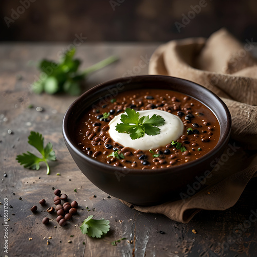 Delicious Dal Makhani served in an elegant bowl with fresh cilantro