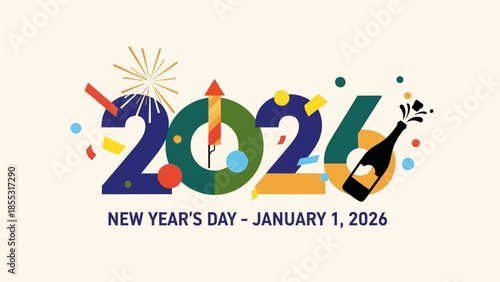 Vibrant 2024 New Year's Day Celebration Background