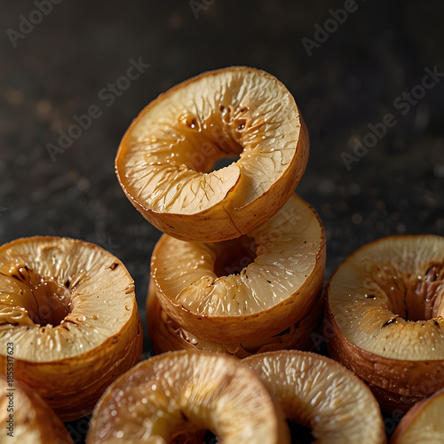Dried apples displayed beautifully in a rustic setting