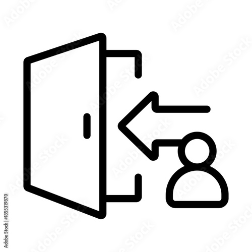 User login icon, person entering the door with arrow pointing left.