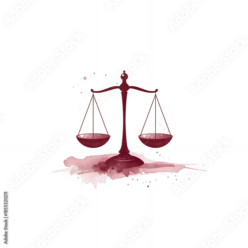 scales of justice with red ribbon