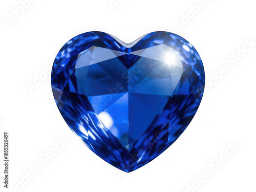 Beautiful heart shaped blue sapphire gemstone isolated on transparent background