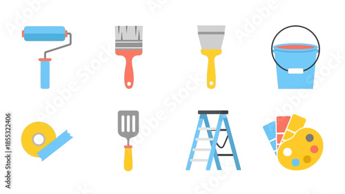 Essential home renovation tools collection with flat design style