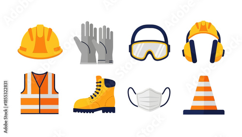 Essential safety equipment icons collection for professional work