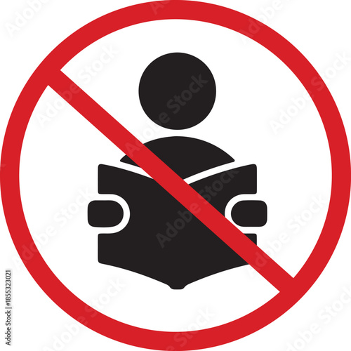 No reading allowed prohibition symbol vector illustration