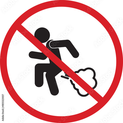 Prohibited action symbol of person farting illustration